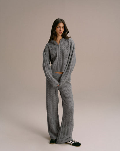 Cable Knit Zip Hoodie