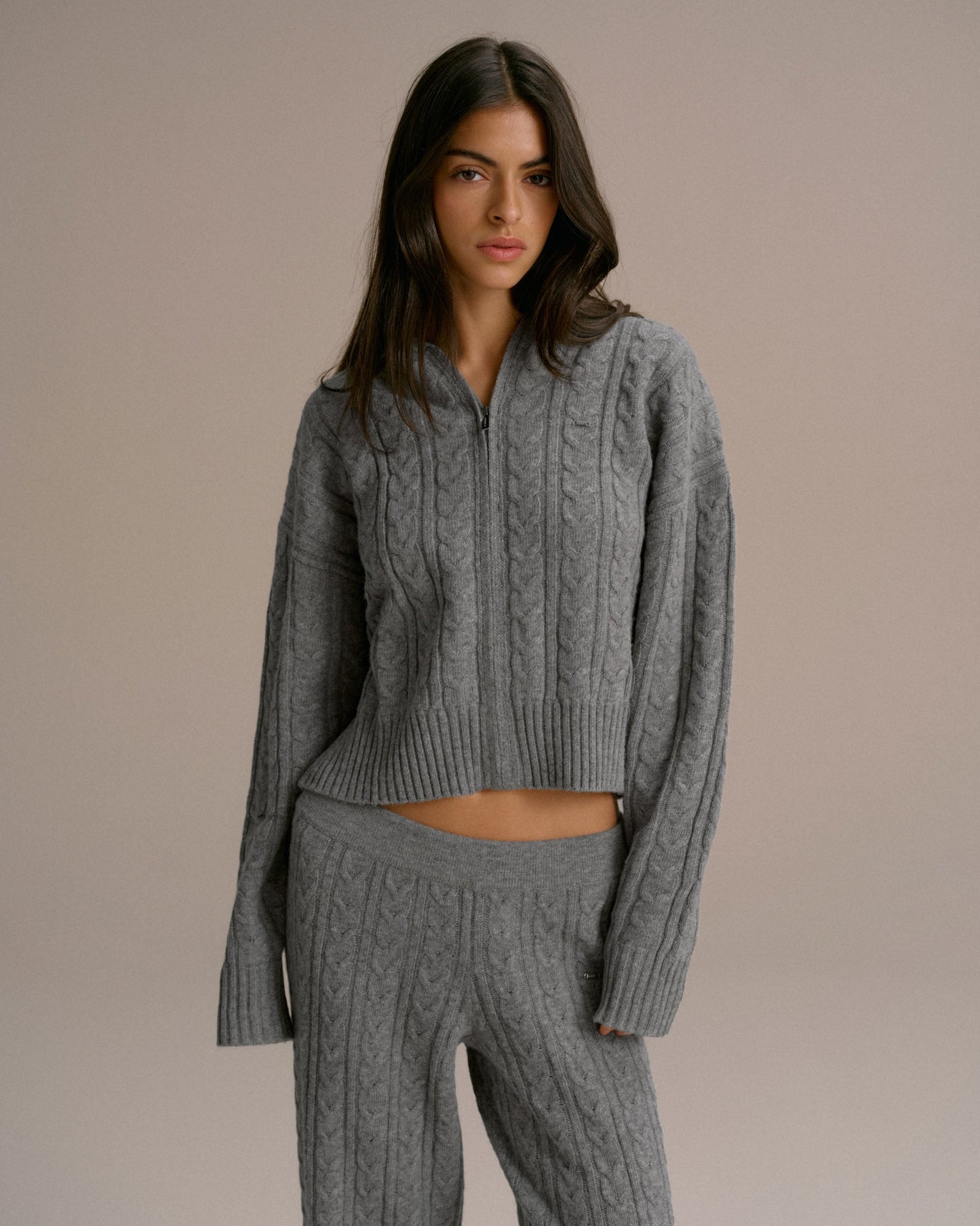 Cable Knit Zip Hoodie